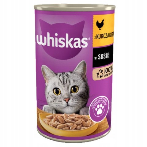 PAKIET Whiskas Mokra Karma Dla Kota Z Kurczakiem W Sosie Puszka 10X400g