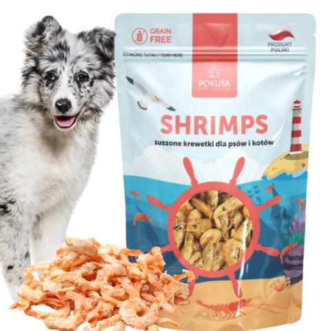 Pokusa SHRIMPS SUSZONE KREWETKI DLA PSÓW I KOTÓW 40 G.