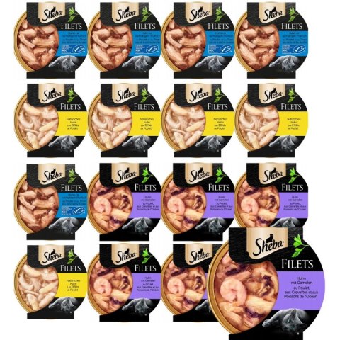Sheba Filets Zestaw 16x60g Karma Mokra dla Kota Kurczak Tuńczyk Krewetki