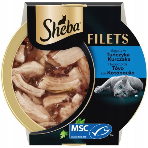 Sheba Filets Zestaw 16x60g Karma Mokra dla Kota Kurczak Tuńczyk Krewetki