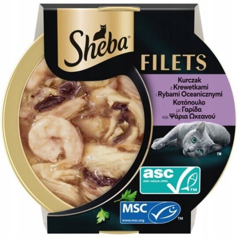 Sheba Filets Zestaw 16x60g Karma Mokra dla Kota Kurczak Tuńczyk Krewetki
