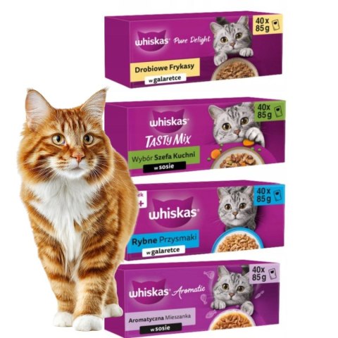 WHISKAS 160X85 Saszetki dla kota dorosłego AROMATICA TASTY MIX