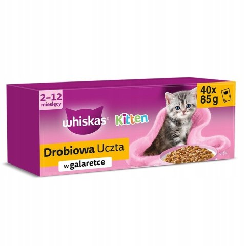 Whiskas Junior saszetki dla kociąt 40x85g drób w galaretce