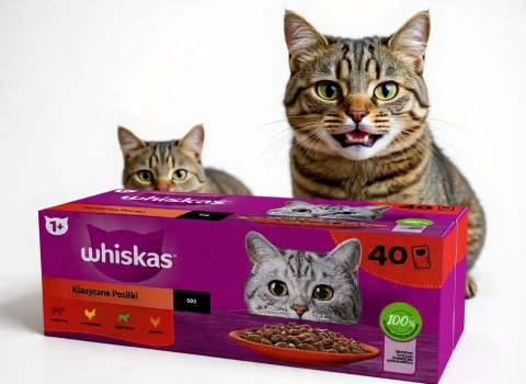 Whiskas Klasyczne Posiłki 40x85g drób jagnię wołowina saszetki w sosie