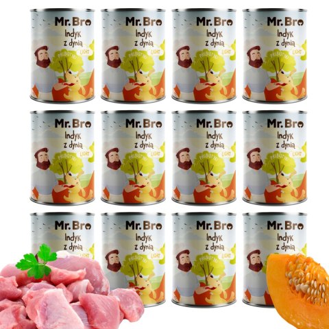 ZESTAW 12X400 Mr. Bro LIGHT Indyk z dynią Monoproteinowa