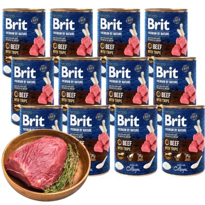 ZESTAW BRIT PREMIUM BY NATURE 12X400G BEEF&TRIPLES