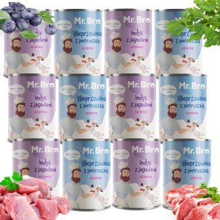ZESTAW DLA SZCZENIAKA Mr. Bro Indyk Wieprzowina z pietruszką 12x400g