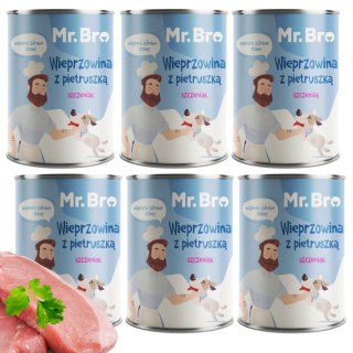 ZESTAW DLA SZCZENIAKA Mr. Bro Wieprzowina z pietruszką szczeniak 6x400g