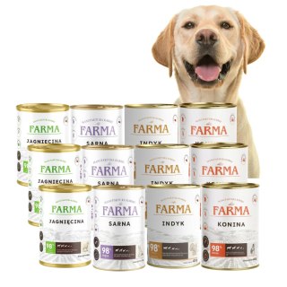 ZESTAW Farma Monobiałkowa karma mix 12X400 konina sarna jagnięcina