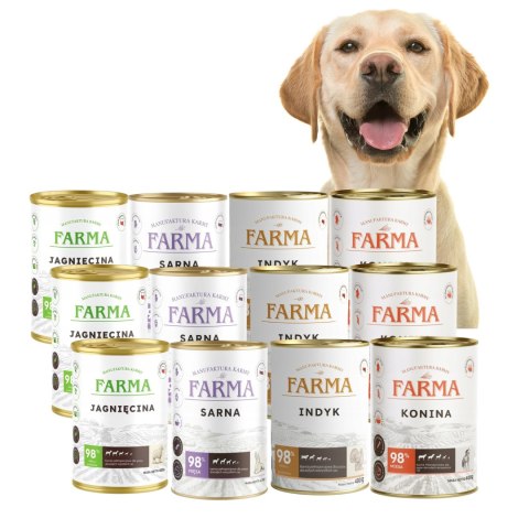 ZESTAW Farma Monobiałkowa karma mix 12X400 konina sarna jagnięcina