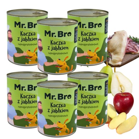 ZESTAW Mokra karma Mr. Bro KACZKA z jabłkiem 6X800G