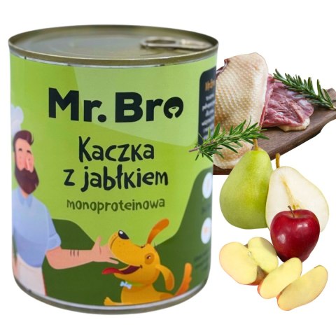ZESTAW Mokra karma Mr. Bro KACZKA z jabłkiem 6X800G