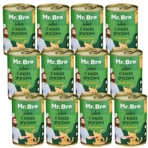 ZESTAW Mr. Bro Jeleń z Kaszą Gryczaną MONOBIAŁKOWA 400g karma dla psa