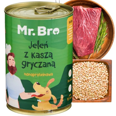 ZESTAW Mr. Bro Jeleń z Kaszą Gryczaną MONOBIAŁKOWA 400g karma dla psa