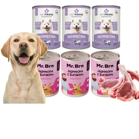 ZESTAW VETPRIME Mr. Bro jagnięcina 400g - Monoproteinowy zestaw
