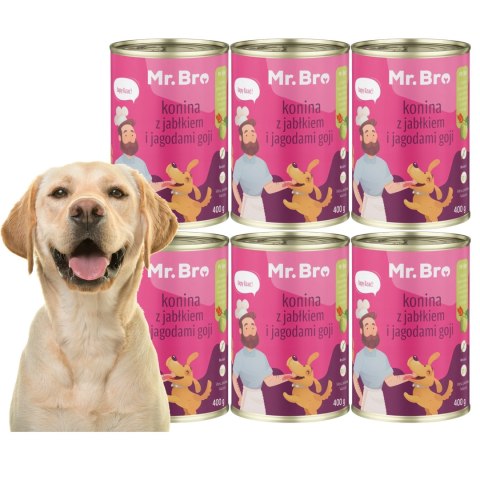 Zestaw Mr. Bro Pies Konina z jabłkiem i goji 6x400g