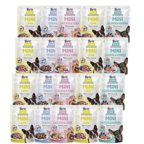 Brit Care Mini Pouch 20x85 Zestaw Saszetek dla Małych Ras Pyszne Fileciki