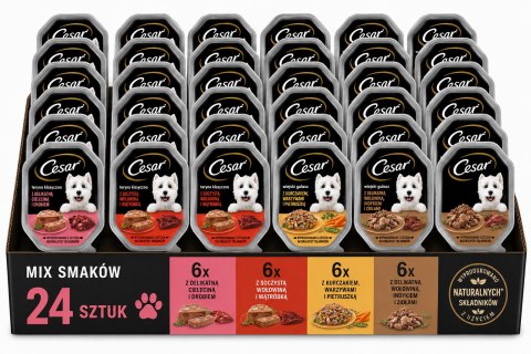 CESAR Karma Mokra dla Psa MIX Smaków 24x150g Wołowina Kurczak Cielęcina Indyk