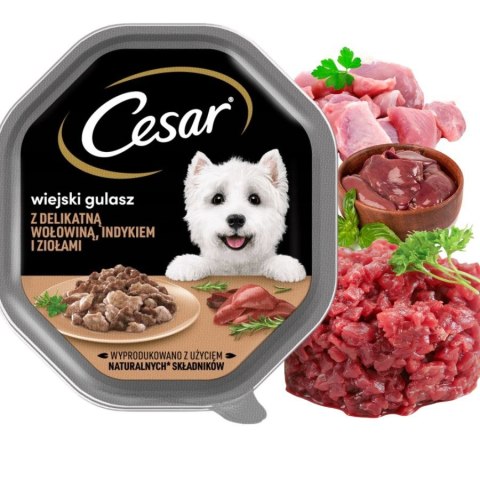 CESAR mokra karma dla psa wołowina i indyk w sosie tacka 150 g