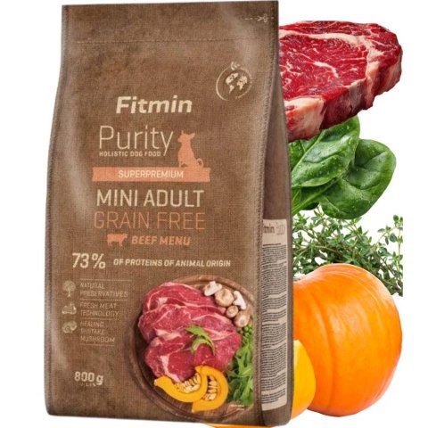 FITMIN dog Purity GF Adult Mini Beef karma dla psa mała rasa 800g