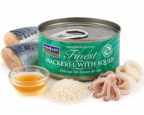 Fish4Cats MACKEREL & SQUID karma Mokra dla kota Makrela z Kałamarnicami 70g