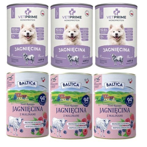 Karma Mokra dla Psa Jagnięcina Monoproteinowa Baltica VetPrime 6x400g