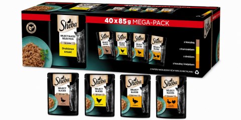 Mokra karma kotów SHEBA Selection Slices Drobiowe smaki w saszetkach 40x85g