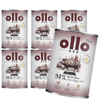 OLLO PLUS KOLAGEN - DZIK 6X400g - MONOBIAŁKOWA KARMA MOKRA DLA PSA