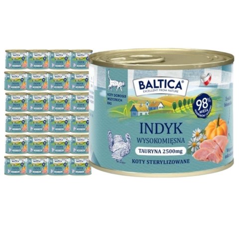 PAKIET Baltica Karma mokra dla kota INDYK monobiałkowa kot dorosły puszka 24X185g