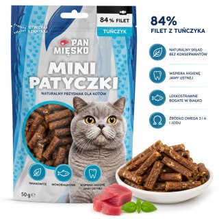 PAN MIĘSKO TRENERKI MIĘSNE PRZYSMAK KOTA SMAKOŁYK MINI PATYCZKI TUŃCZYK 50G