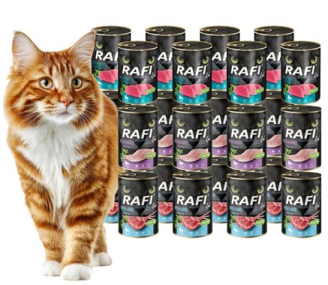 Rafi Cat Sterilised 36x400g MIX 3 smaki królik jagnięcina karma mokra dla kota