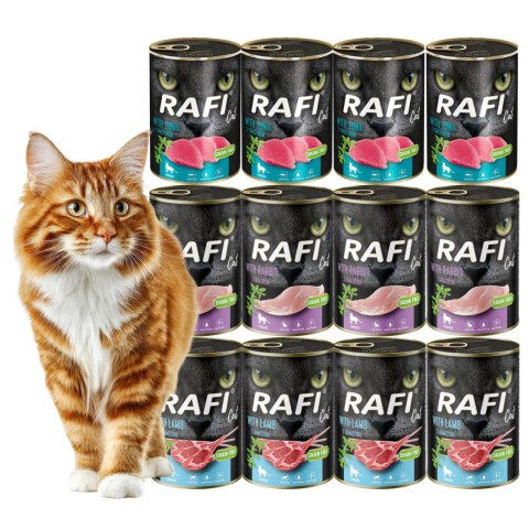 Rafi Cat Sterilised 36x400g MIX 3 smaki królik jagnięcina karma mokra dla kota