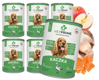 VetPrime Monobiałkowa Kaczka 6x400g karma mokra dla psa HYPOALERGICZNA