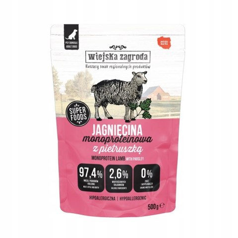 Wiejska Zagroda Jagnięcina Monoproteinowa Karma Mokra dla Psa 500g
