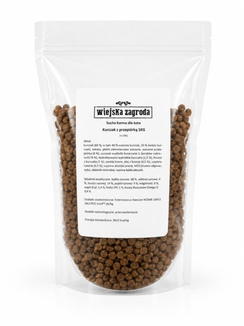 Wiejska Zagroda Karma sucha dla kota Sterilized Kurczak z przepiórką 1kg