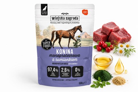 Wiejska Zagroda Konina Monoproteinowa Karma Mokra dla Psa Saszetka 6x500g