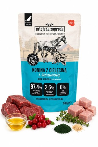 Wiejska Zagroda Konina z Cielęciną Karma Mokra dla Psa Saszetka 500g