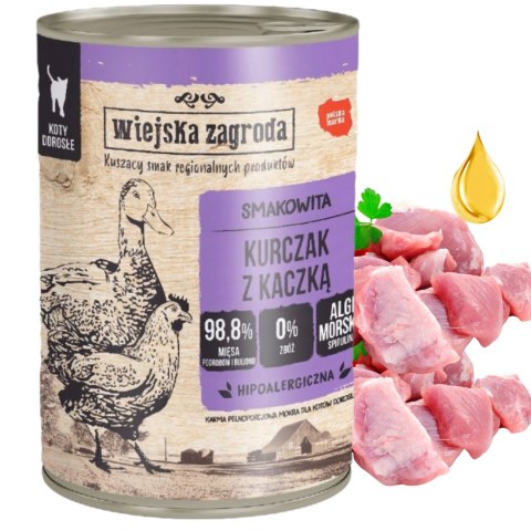 Wiejska Zagroda dla Kota 12x400g Kurczak z kaczką PUSZKI DLA KOTA