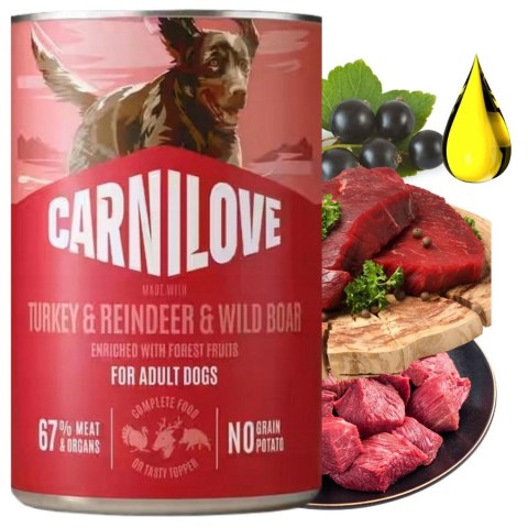 ZESTAW ARNILOVE DOG CAN TURKEY&REINDEER&WILDBOAR 6X400g