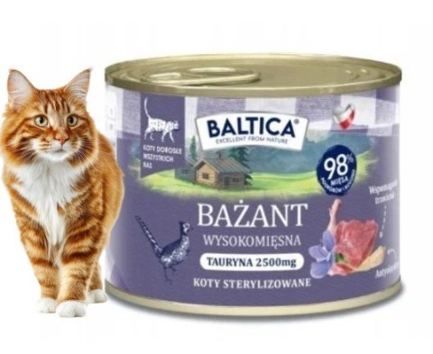 ZESTAW Baltica Karma mokra dla kota BAŻANT monobiałkowa kot dorosły puszka 24x185g