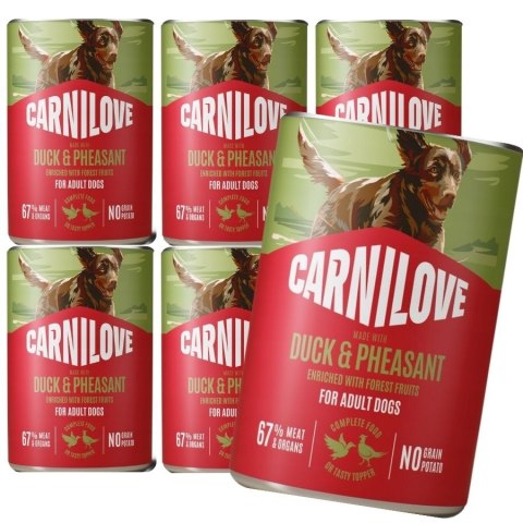 ZESTAW CARNILOVE DOG CAN DUCK&PHEASANT 6X400g