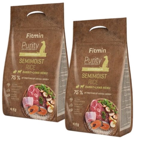 ZESTAW FITMIN PURITY RICE Semimoist Rabbit & Lamb 2X4kg półmiekka dla psa