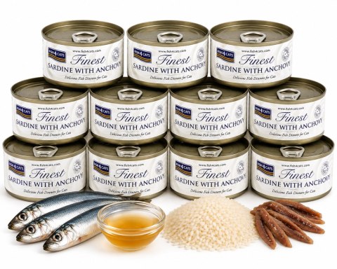 ZESTAW Fish4Cats SARDINE ANCHOVY Sardynka 10X70g mokra karma dla kota
