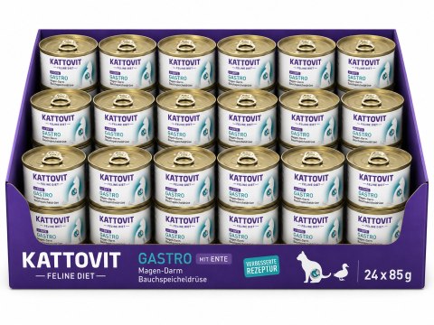 ZESTAW KATTOVIT GASTRO układ pokarmowy KACZKA puszka dla kota 24X85g