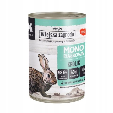 ZESTAW Wiejska Zagroda karma mokra dla kociąt Monoproteinowa Królik 6X400g