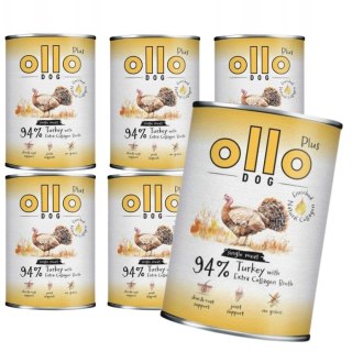 Zestaw OLLO PLUS KOLAGEN - INDYK 6x400g - MONOBIAŁKOWA KARMA MOKRA DLA PSA
