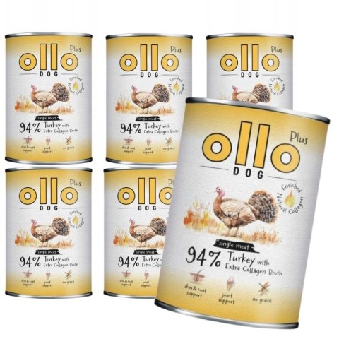 Zestaw OLLO PLUS KOLAGEN - INDYK 6x400g - MONOBIAŁKOWA KARMA MOKRA DLA PSA