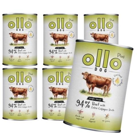 Zestaw OLLO PLUS KOLAGEN - WOŁOWINA 6x400g - MONOBIAŁKOWA KARMA MOKRA DLA PSA