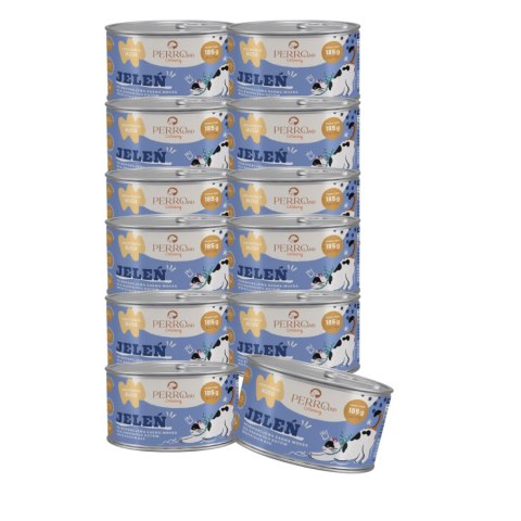 Zestaw - PERRO Jeleń - karma mokra dla kotów PERROland CATering 12 x 185g
