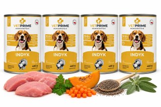 Zestaw VETPRIME Monoprotein Indyk 4X400g Karma mokra dla psa bez zbóż
